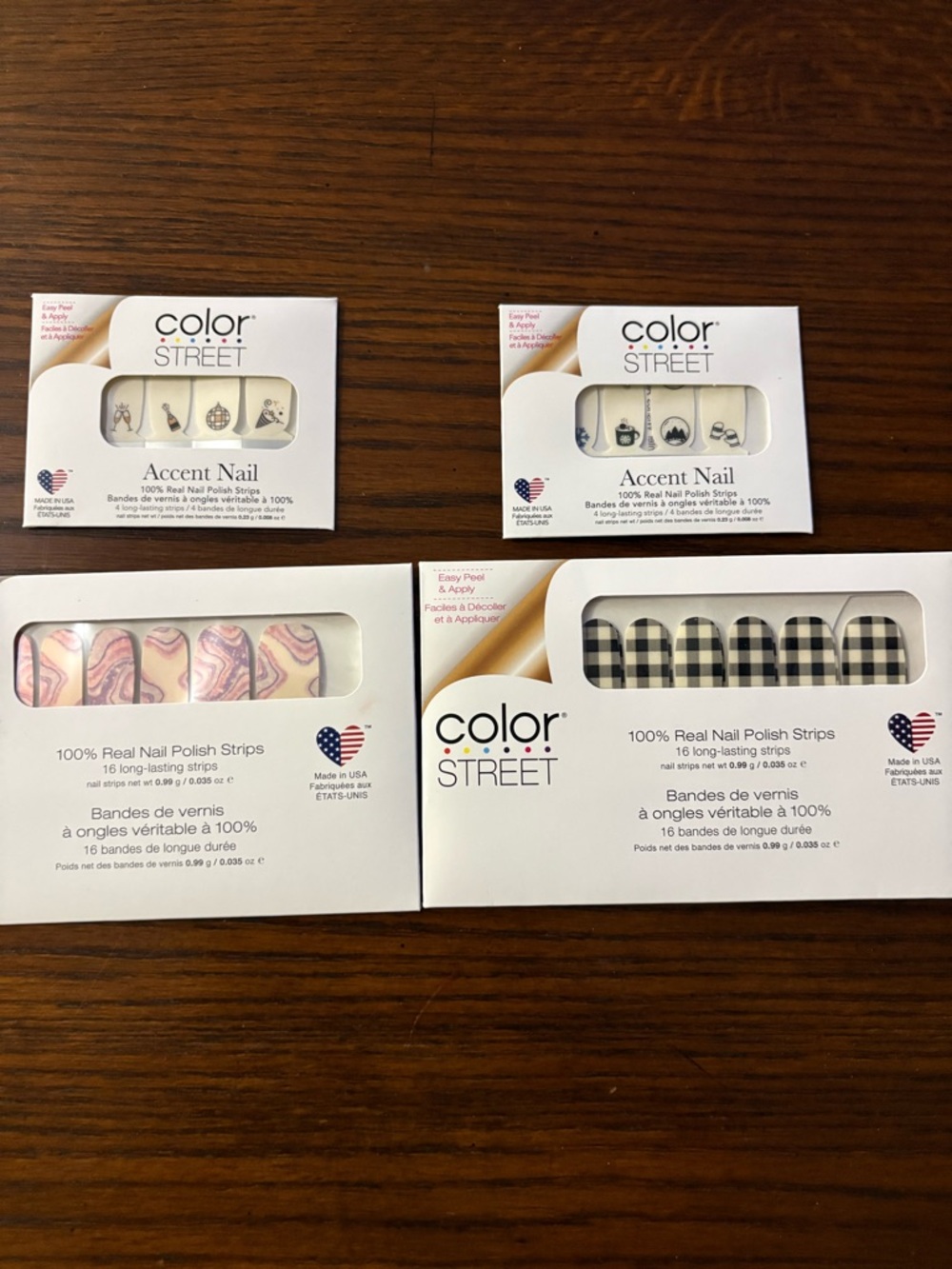 Color Street Black & Pink Marble and Gingham Nail Strips Set